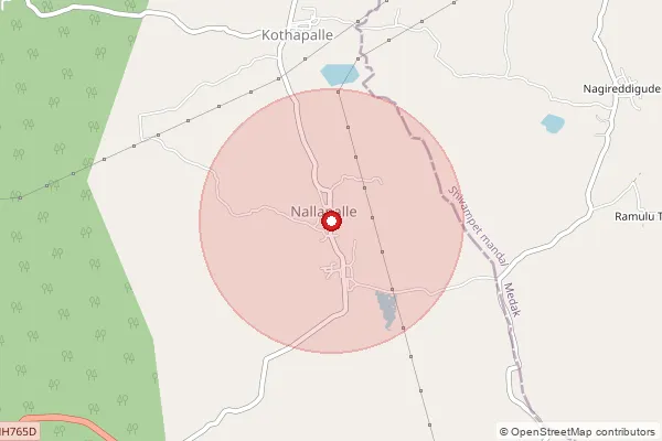 Map showing approximate area covered by Pincode 502313 — Ratnapur B.O, Medak