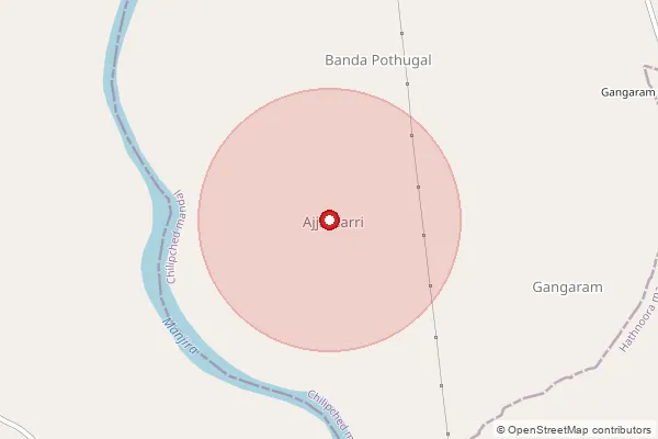 Map showing approximate area covered by Pincode 502314 — Chandur B.O, Medak