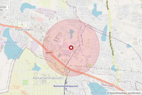 Map showing approximate area covered by Pincode 502335 — Nagulapally B.O, Medak