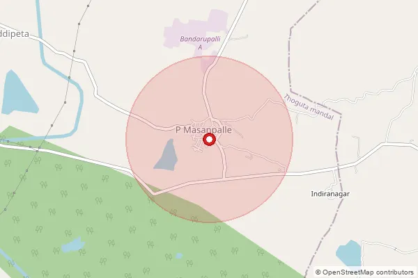 Map showing approximate area covered by Pincode 502372 — Thoguta B.O, Siddipet