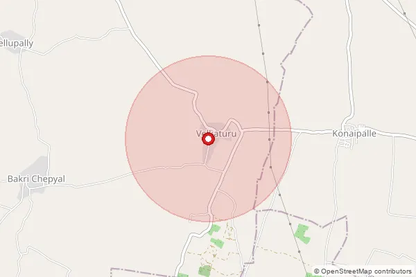 Map showing approximate area covered by Pincode 502375 — Baddipadaga B.O, Siddipet