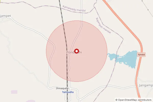 Map showing approximate area covered by Pincode 503102 — Narsannapalli B.O, Kamareddy