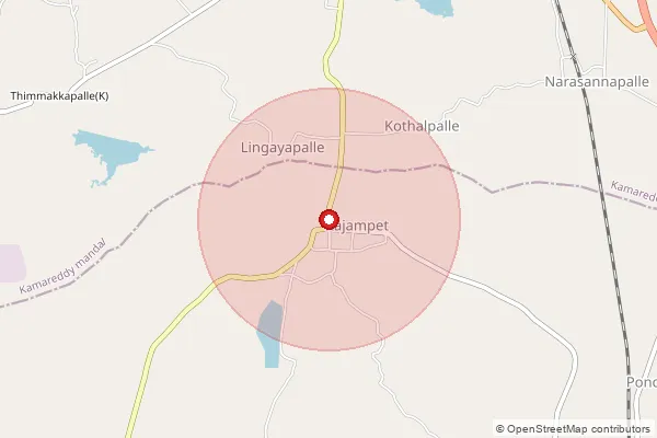 Map showing approximate area covered by Pincode 503110 — Yellareddypalli B.O, Kamareddy