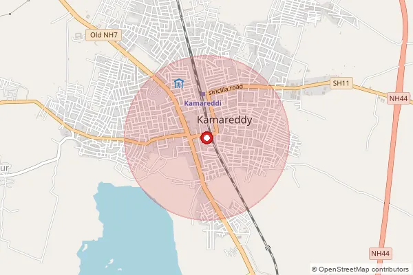 Map showing approximate area covered by Pincode 503111 — Kamareddy H.O, Kamareddy