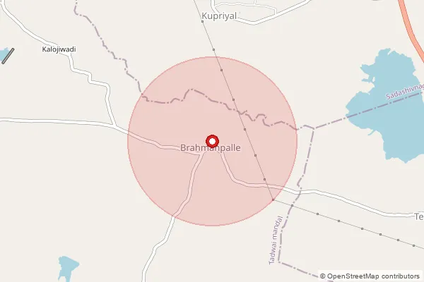 Map showing approximate area covered by Pincode 503112 — Adloor B.O, Kamareddy