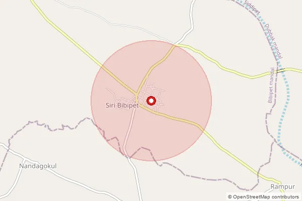 Map showing approximate area covered by Pincode 503125 — Tujlapur B.O, Kamareddy