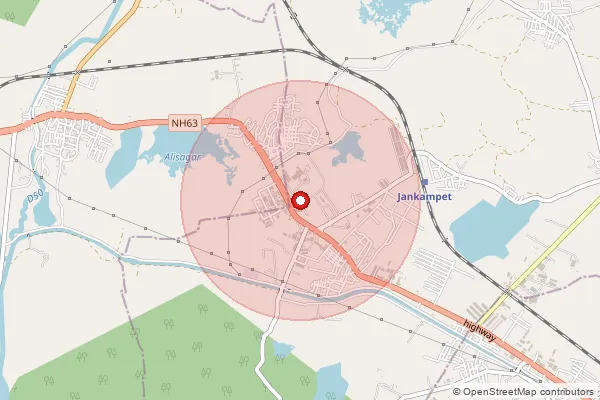 Map showing approximate area covered by Pincode 503186 — Ananthagiri B.O, Nizamabad