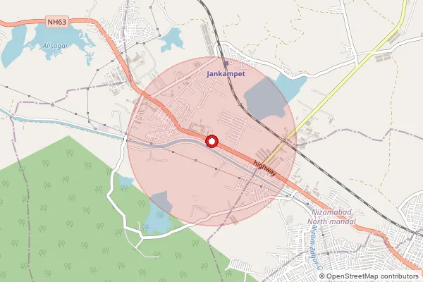 Map showing approximate area covered by Pincode 503202 — Jamlam B.O, Nizamabad