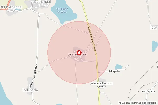 Map showing approximate area covered by Pincode 503207 — Jillapalli B.O, Nizamabad