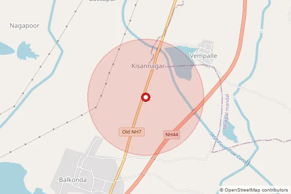 Map showing approximate area covered by Pincode 503218 — Shetpalli B.O, Nizamabad