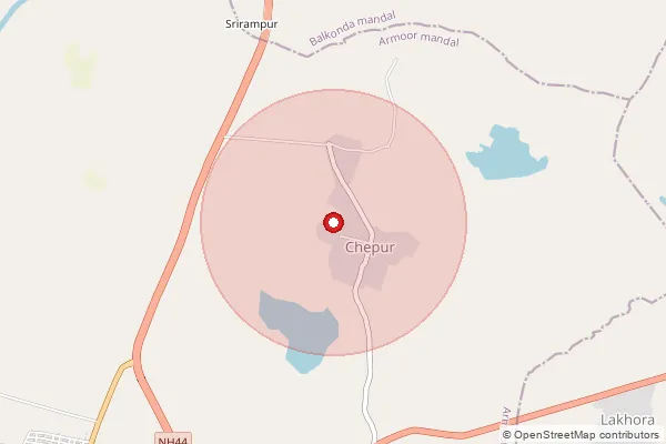 Map showing approximate area covered by Pincode 503223 — Manthani B.O, Nizamabad