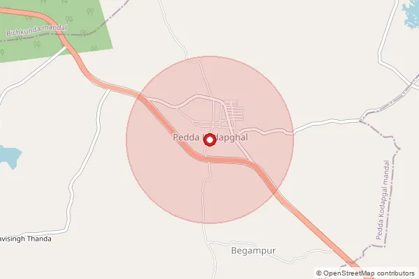 Map showing approximate area covered by Pincode 503310 — Kodapkal Kalan B.O, Kamareddy