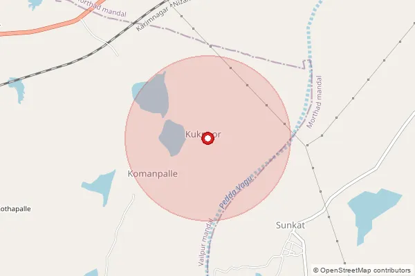 Map showing approximate area covered by Pincode 503311 — Lakhora B.O, Nizamabad