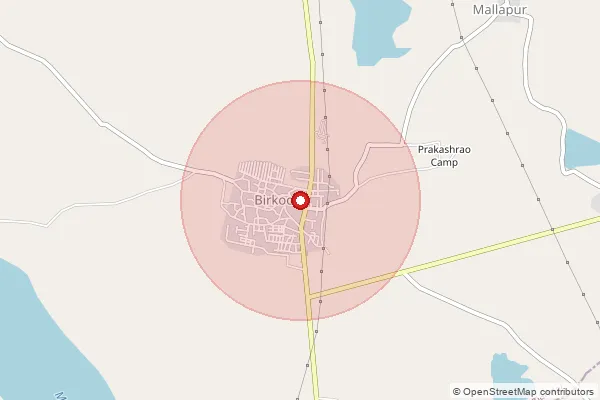 Map showing approximate area covered by Pincode 503321 — Kistapur B.O, Kamareddy