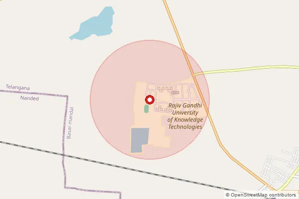 Map showing approximate area covered by Pincode 504107 — Rgu Iiit Campus Basar S.O, Nirmal