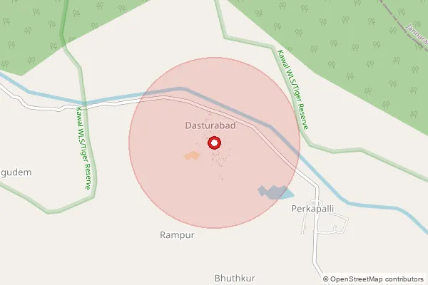 Map showing approximate area covered by Pincode 504202 — Ambaripet B.O, Nirmal