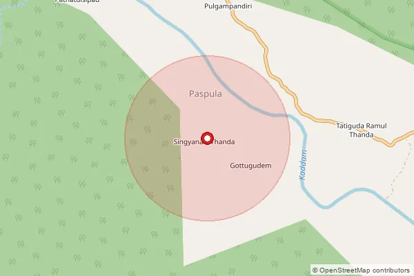 Map showing approximate area covered by Pincode 504203 — Badankurthi B.O, Nirmal