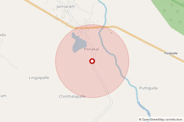 Map showing approximate area covered by Pincode 504205 — Kalmadgu B.O, Mancherial