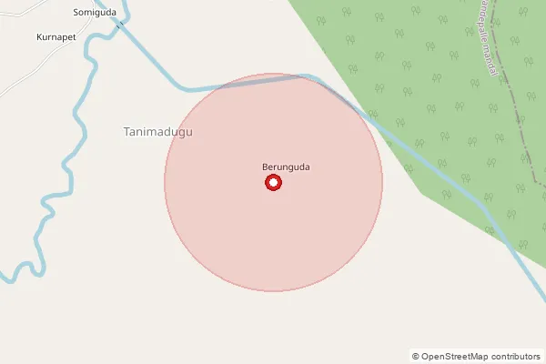 Map showing approximate area covered by Pincode 504206 — Tapalpur B.O, Mancherial