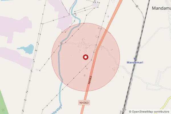 Map showing approximate area covered by Pincode 504231 — Dharmaraopet B.O, Mancherial