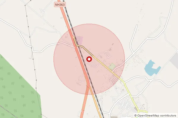 Map showing approximate area covered by Pincode 504251 — Police Colony B.O, Mancherial