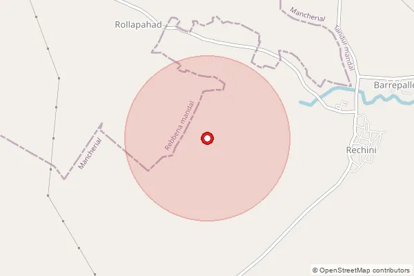 Map showing approximate area covered by Pincode 504272 — Chakepalli B.O, Mancherial