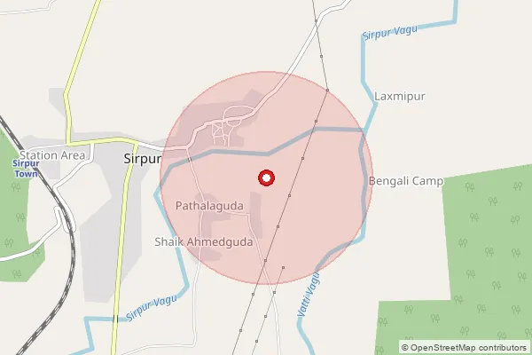 Map showing approximate area covered by Pincode 504299 — Papanpet B.O, Kumuram Bheem Asifabad