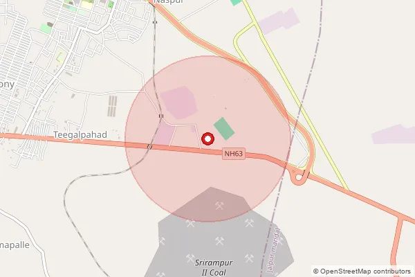 Map showing approximate area covered by Pincode 504303 — Srirampur Colony S.O, Mancherial
