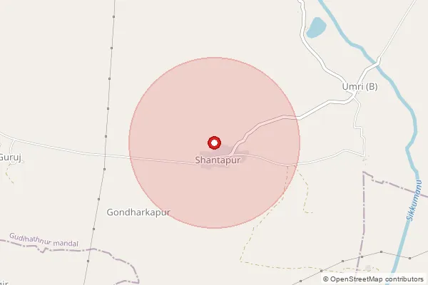 Map showing approximate area covered by Pincode 504308 — Gurjamannur B.O, Adilabad