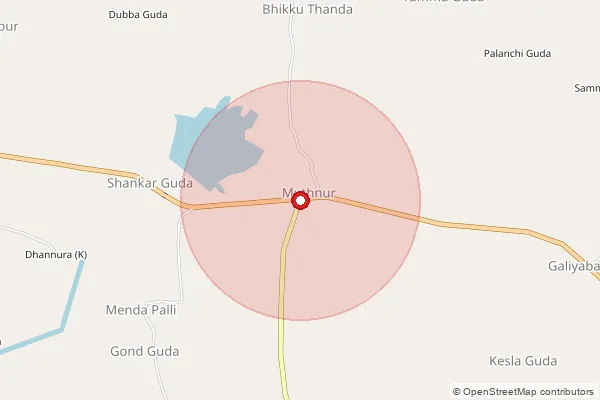 Map showing approximate area covered by Pincode 504346 — Gourapur B.O, Prakasam
