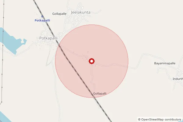 Map showing approximate area covered by Pincode 505152 — Komera B.O, Peddapalli
