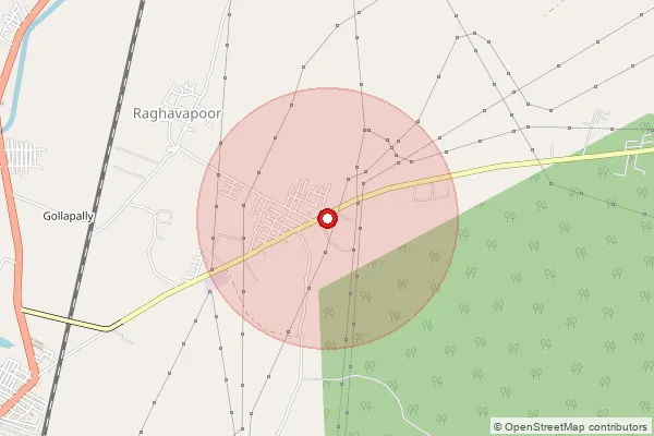 Map showing approximate area covered by Pincode 505174 — Maredgonda B.O, Peddapalli