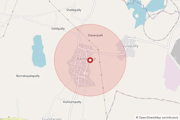 Map showing approximate area covered by Pincode 505188 — Kamanpur S.O, Peddapalli