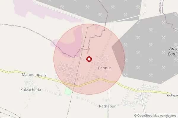 Map showing approximate area covered by Pincode 505212 — Centanary Colony S.O, Peddapalli