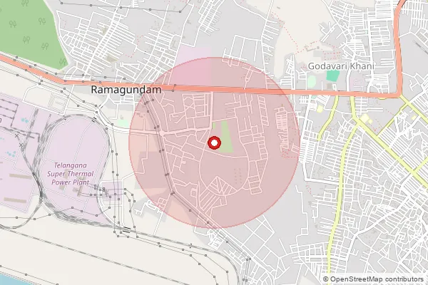 Map showing approximate area covered by Pincode 505215 — Annapoorna Colony S.O, Peddapalli