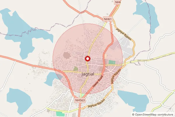 Map showing approximate area covered by Pincode 505327 — Jagtial H.O, Jagitial