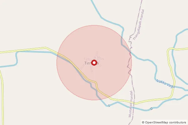 Map showing approximate area covered by Pincode 505404 — Namapur B.O, Rajanna Sircilla
