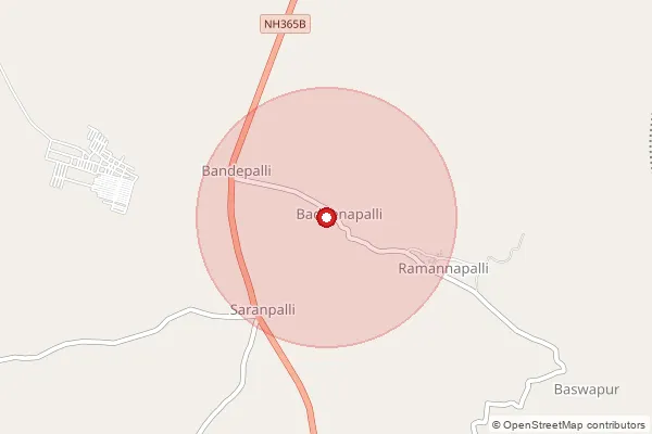 Map showing approximate area covered by Pincode 505405 — Tangallapalli B.O, Rajanna Sircilla