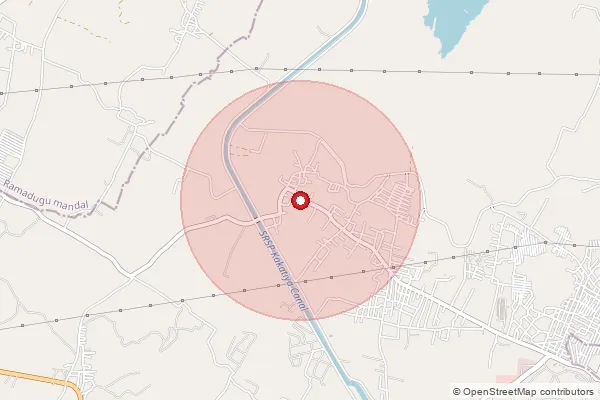 Map showing approximate area covered by Pincode 505451 — Vedira B.O, Karimnagar