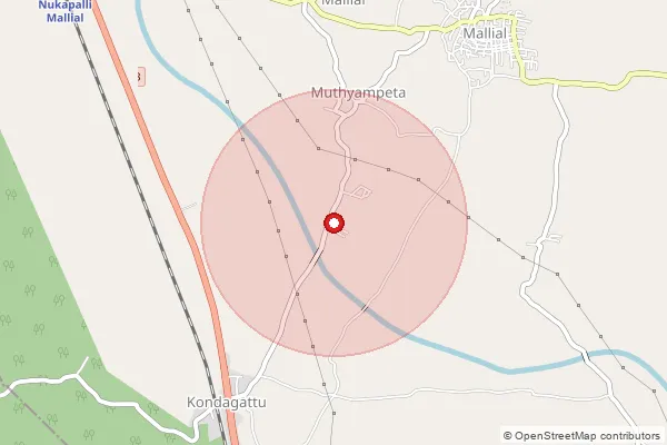 Map showing approximate area covered by Pincode 505452 — Maddutla B.O, Jagitial