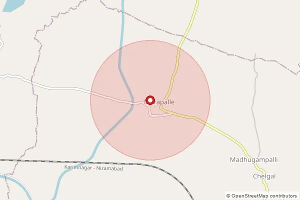Map showing approximate area covered by Pincode 505455 — Chelgal B.O, Jagitial