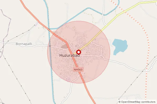 Map showing approximate area covered by Pincode 505468 — Huzurabad H.O, Karimnagar