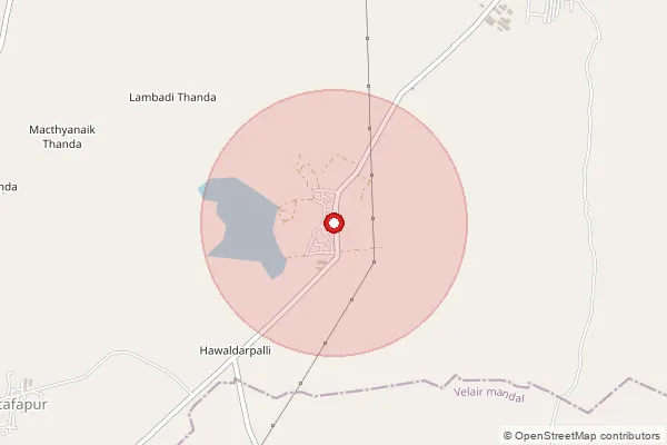 Map showing approximate area covered by Pincode 505471 — Mallaram B.O, Hanumakonda