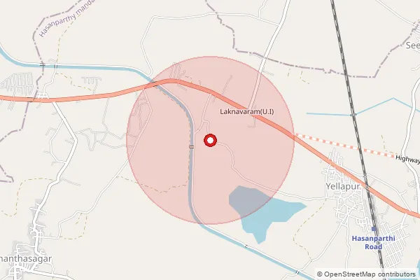 Map showing approximate area covered by Pincode 505476 — Damera B.O, Hanumakonda