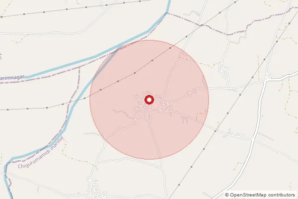 Map showing approximate area covered by Pincode 505481 — Nallagonda B.O, Karimnagar