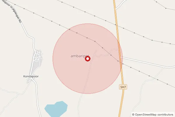 Map showing approximate area covered by Pincode 505526 — Ambaripet B.O, Jagitial