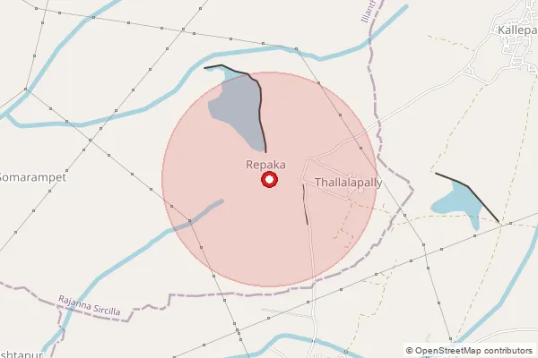 Map showing approximate area covered by Pincode 505528 — Gundaram B.O, Siddipet