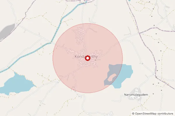 Map showing approximate area covered by Pincode 506003 — Kondaparthy B.O, Hanumakonda