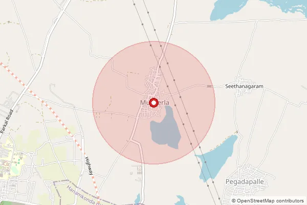 Map showing approximate area covered by Pincode 506015 — Bheemaram B.O, Hanumakonda
