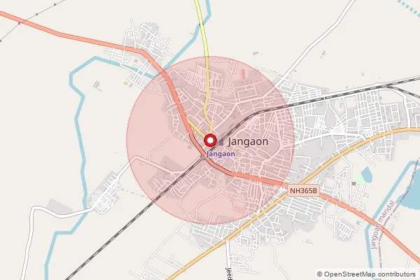 Map showing approximate area covered by Pincode 506167 — Jangaon H.O, Jangoan